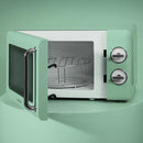 Cecotec Micro-Ondes Mécanique Proclean 3010 Retro Vert. 20 L, 700 W en 6 niveaux, minuterie jusqu'à 30 minutes, mode dégivrage, design vert vintage, finitions en acier.