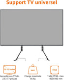 Amazon Basics Support TV universel pour téléviseurs LCD/LED/Plasma de 22" à 77" réglable en hauteur, compatible avec barres de son, supporte jusqu'à 36 kg et VESA 800 x 400 mm max, noir