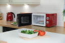 Russell Hobbs RHMM701R Micro-ondes manuel monofonction 700 W, 17 l, 5 niveaux de puissance, sonnerie et minuterie, fonction décongélation, nettoyage facile, rouge