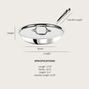 All-Clad D3 3-Ply Stainless Steel Fry Pan with Lid 10 Inch, Induction Compatible, Oven Broiler Safe 600F, Fast and Even Heat, Pots and Pans, Cooking Skillet Cookware, Stainless Steel