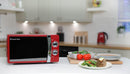 Russell Hobbs RHMM701R Micro-ondes manuel monofonction 700 W, 17 l, 5 niveaux de puissance, sonnerie et minuterie, fonction décongélation, nettoyage facile, rouge