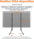 Amazon Basics Support TV universel pour téléviseurs LCD/LED/Plasma de 22" à 77" réglable en hauteur, compatible avec barres de son, supporte jusqu'à 36 kg et VESA 800 x 400 mm max, noir