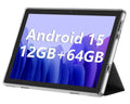 ECOPAD 10.1 Inch Tablet, Android 15 Tablets 12GB(4+8) RAM / 64GB ROM / 1TB SD Card Expansion, 1280x800 IPS HD Touchscreen, 6000mAh Battery, Bluetooth 5.0, Dual Cameras, GMS, Dual Band WiFi, Black