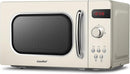 COMFEE' Micro-ondes Rétro avec 8 MENUS PRÉRÉGLÉS , 5 Niveaux de Puissance de Cuisson, 20 L, 800 W, Cuisson Express 30S, CMSRO 20di cr, Crème D'abricot