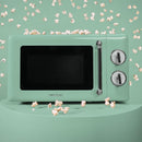 Cecotec Micro-Ondes Mécanique Proclean 3010 Retro Vert. 20 L, 700 W en 6 niveaux, minuterie jusqu'à 30 minutes, mode dégivrage, design vert vintage, finitions en acier.