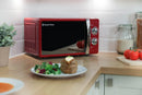 Russell Hobbs RHMM701R Micro-ondes manuel monofonction 700 W, 17 l, 5 niveaux de puissance, sonnerie et minuterie, fonction décongélation, nettoyage facile, rouge