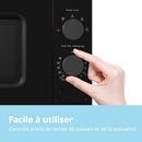 Comfee' CM-M202CC(BK) four micro ondes compact avec la capacité de 20 litres, 700 W avec Commande manuelle, Convenable pour petites cuisines, 5 niveaux de puissance, Dégélation rapide, Noir