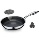 9.5" Non Stick Frying Pans, Hybrid Ceramic Stainless Steel Pan, Skillet with Stay-Cool Handle, Non Toxic, PFAS PFOA PTFE Free, Dishwasher & Oven Safe, Induction, Compatible with All Cooktops