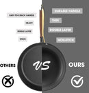 imarku Non Stick Frying Pans, 10 Inch Frying Pan with Lid, Professional Cast Iron Skillets Nonstick Frying Pan, Frying Pans Nonstick with Lid and Stay Cool Handle, Chrismas Gifts for Women and Men