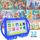 Kids Tablet 7 inch Android 12, 4GB RAM 32GB ROM, 512GB Expandable, with Parental Control, WiFi, Bluetooth, Dual Camera with Silicone Case, 1PCS(Blue)