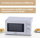 SEVERIN Four à micro-ondes 20 L, 700 W pour décongeler, chauffer et réchauffer, avec 5 niveaux de puissance, Minuteur 35 min, Plateau tournant (Ø 25,4 cm), blanc, MW 7770