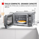 Toshiba,MW3-AG25PFI(MG),Four à Micro-ondes 25L 3-en-1 900W, Morandi Gris Éclatant, 6 Programmes, 10 Niveaux de Puissance, 7 Menus Automatiques, Nettoyage Facile