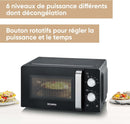 SEVERIN Four à micro-ondes 17 L, Four micro-onde 700 W pour décongeler, chauffer et réchauffer, Micro-onde avec 6 niveaux de puissance, Minuteur 30 min, Plateau tournant (Ø 24,5 cm), Noir, MW 7886