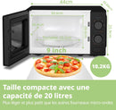 Comfee' CM-M202CC(BK) four micro ondes compact avec la capacité de 20 litres, 700 W avec Commande manuelle, Convenable pour petites cuisines, 5 niveaux de puissance, Dégélation rapide, Noir