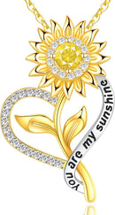 Sunflower Necklace for Women Anniversary Jewelry for Wife Birthday Gifts You Are My Sunshine Necklaces Pendant for Mom