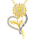 Sunflower Necklace for Women Anniversary Jewelry for Wife Birthday Gifts You Are My Sunshine Necklaces Pendant for Mom