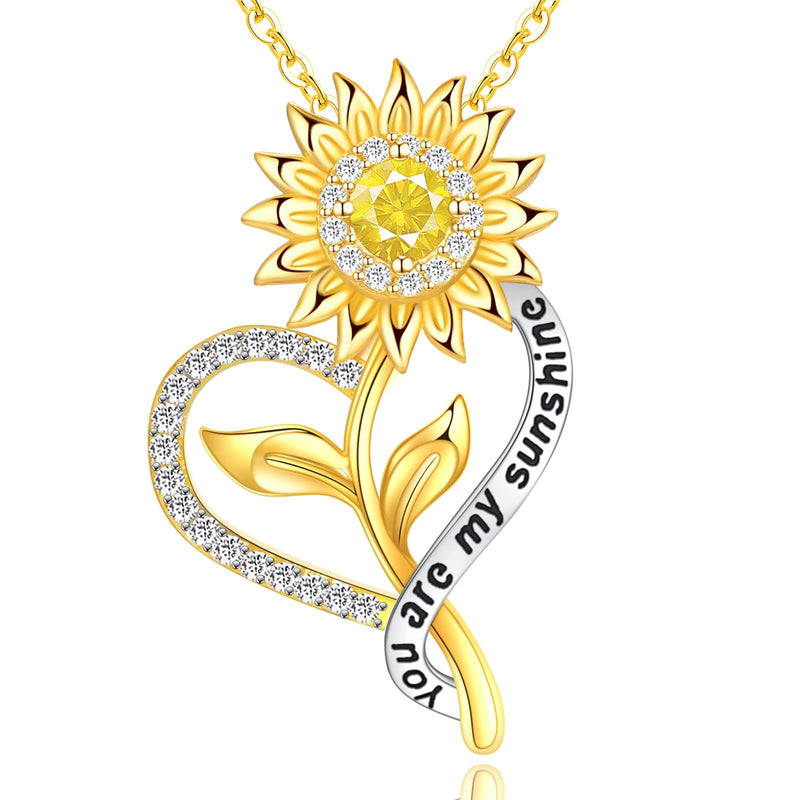 Sunflower Necklace for Women Anniversary Jewelry for Wife Birthday Gifts You Are My Sunshine Necklaces Pendant for Mom