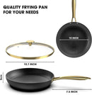 imarku Non Stick Frying Pans, 10 Inch Frying Pan with Lid, Professional Cast Iron Skillets Nonstick Frying Pan, Frying Pans Nonstick with Lid and Stay Cool Handle, Chrismas Gifts for Women and Men