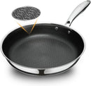 9.5" Non Stick Frying Pans, Hybrid Ceramic Stainless Steel Pan, Skillet with Stay-Cool Handle, Non Toxic, PFAS PFOA PTFE Free, Dishwasher & Oven Safe, Induction, Compatible with All Cooktops