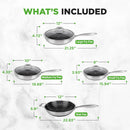 NutriChef 7-Piece Tri-Ply Stainless Steel Frying Pan Set & Wok – Nonstick, Induction Compatible, Oven Safe, Scratch-Resistant, Dishwasher Safe