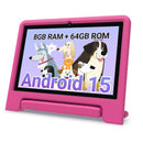 2025 Kids Tablet, 10.1 Inch Android 15 Tablet for Kids, 8+64GB Storage (1TB Expand), Octa-Core, WiFi 6, Pre-Installed Educational Apps, Parental Control, with EVA Protective Case, Eye Protection Mode