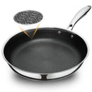 9.5" Non Stick Frying Pans, Hybrid Ceramic Stainless Steel Pan, Skillet with Stay-Cool Handle, Non Toxic, PFAS PFOA PTFE Free, Dishwasher & Oven Safe, Induction, Compatible with All Cooktops