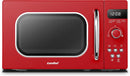 Comfee CMSRO 20 di rd Micro-ondes rétro avec 8 menus automatiques, 5 niveaux de puissance de cuisson, bouton de cuisson express, 20 L, 800 W, rouge passionné