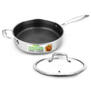 NutriChef 7-Piece Tri-Ply Stainless Steel Frying Pan Set & Wok – Nonstick, Induction Compatible, Oven Safe, Scratch-Resistant, Dishwasher Safe