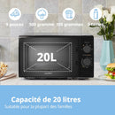 Comfee' CM-M202CC(BK) four micro ondes compact avec la capacité de 20 litres, 700 W avec Commande manuelle, Convenable pour petites cuisines, 5 niveaux de puissance, Dégélation rapide, Noir