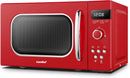 Comfee CMSRO 20 di rd Micro-ondes rétro avec 8 menus automatiques, 5 niveaux de puissance de cuisson, bouton de cuisson express, 20 L, 800 W, rouge passionné