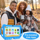Kids Tablet 7 inch Android 12.0 for Toddler, 4GB RAM 32GB ROM Bluetooth IPS Screen Parental Control Dual Camera Shockproof Case for Educational Games, (Blue)