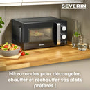 SEVERIN Four à micro-ondes 17 L, Four micro-onde 700 W pour décongeler, chauffer et réchauffer, Micro-onde avec 6 niveaux de puissance, Minuteur 30 min, Plateau tournant (Ø 24,5 cm), Noir, MW 7886