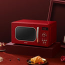 Comfee CMSRO 20 di rd Micro-ondes rétro avec 8 menus automatiques, 5 niveaux de puissance de cuisson, bouton de cuisson express, 20 L, 800 W, rouge passionné