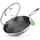 NutriChef 7-Piece Tri-Ply Stainless Steel Frying Pan Set & Wok – Nonstick, Induction Compatible, Oven Safe, Scratch-Resistant, Dishwasher Safe