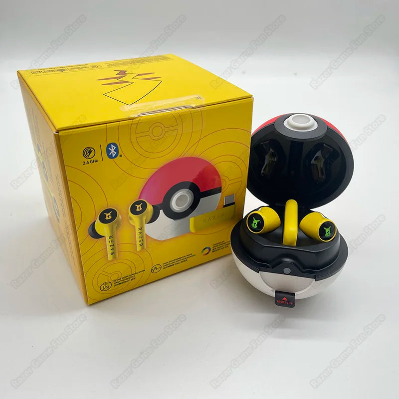 New Razer Pokemon Pikachu Edition HyperSpeed True Wireless Headsets Multi-Platform Bluetooth 5.2 and 2.4 GHz Wireless Earbuds