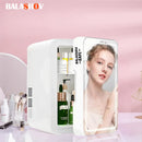 4L Mini Refrigerator Multifunction Cosmetics Cosmetic Dormitory Cooler Fridge Dual-use for Home Car Small Portable Fridge Mirror