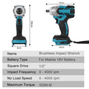 Brushless Electric French For Makita 18V Battery Cordless Electric Impact band. Hand draw Power Tool. -  520N.m