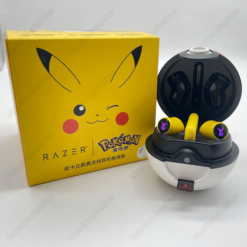 New Razer Pokemon Pikachu Edition HyperSpeed True Wireless Headsets Multi-Platform Bluetooth 5.2 and 2.4 GHz Wireless Earbuds