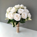 Bridal bouquet for bridesmaid, white silk flowers,