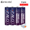 PALO 1.5V AA Li-ion Rechargeable Battery AA 1.5V 2800mWh lithium AA li-ion rechargeable battery Bateria AA 1.5V for thermometer