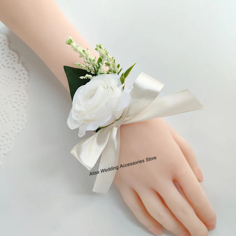 Bridal bouquet for bridesmaid, white silk flowers,