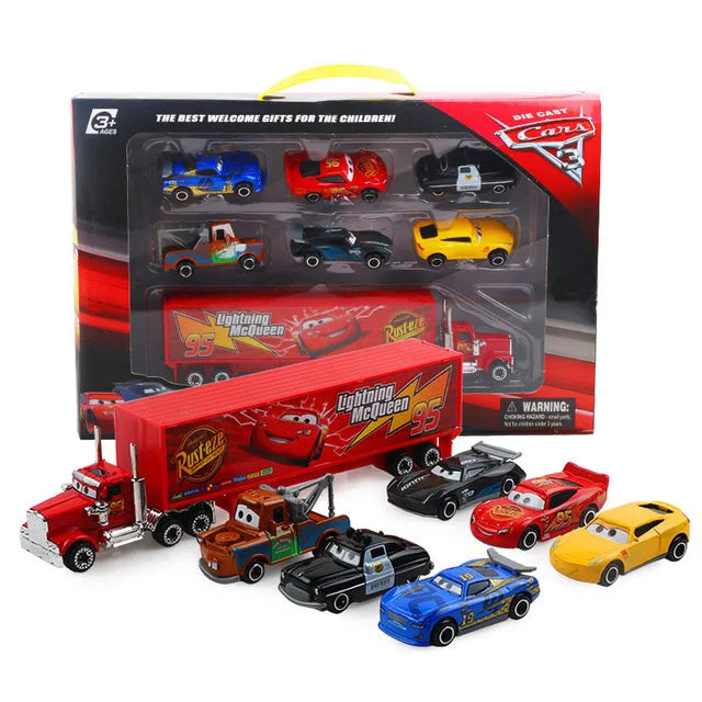 Pixar Car 3 Lightning m/c/Queen Jackson Storm Mack Truck 1:55 Diecast Metal Car Model Toy Boy Christmas Gift. - 7PCS/Set Disney