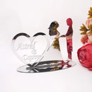 Personalized Engagement Table Stand with Heart Frame, Acrylic Mirror with Custom Names