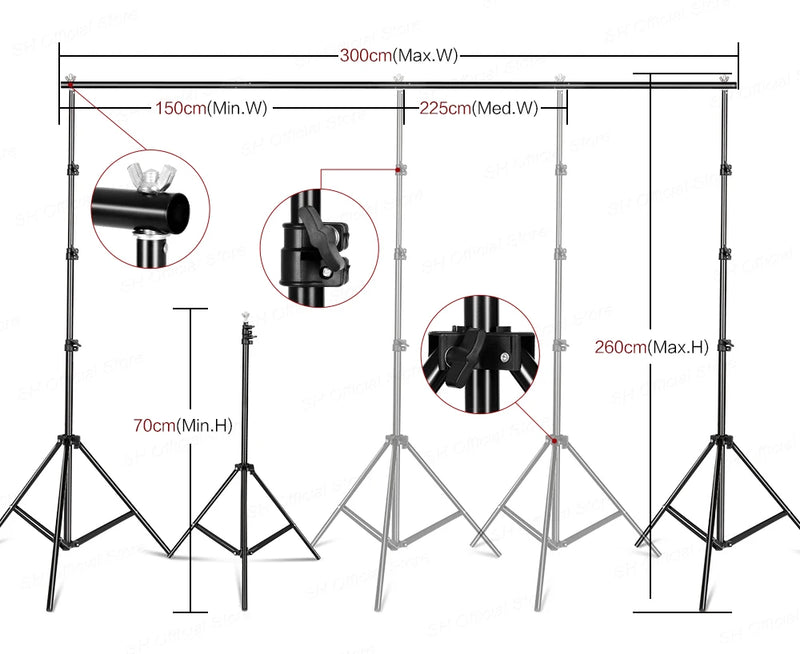 Photography Photo Studio Softbox Lighting Kit With Background Frame 3pcs Backdrops Tripod Stand Reflector Board 4Umbrella
