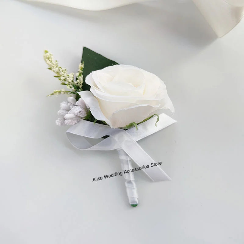 Bridal bouquet for bridesmaid, white silk flowers,