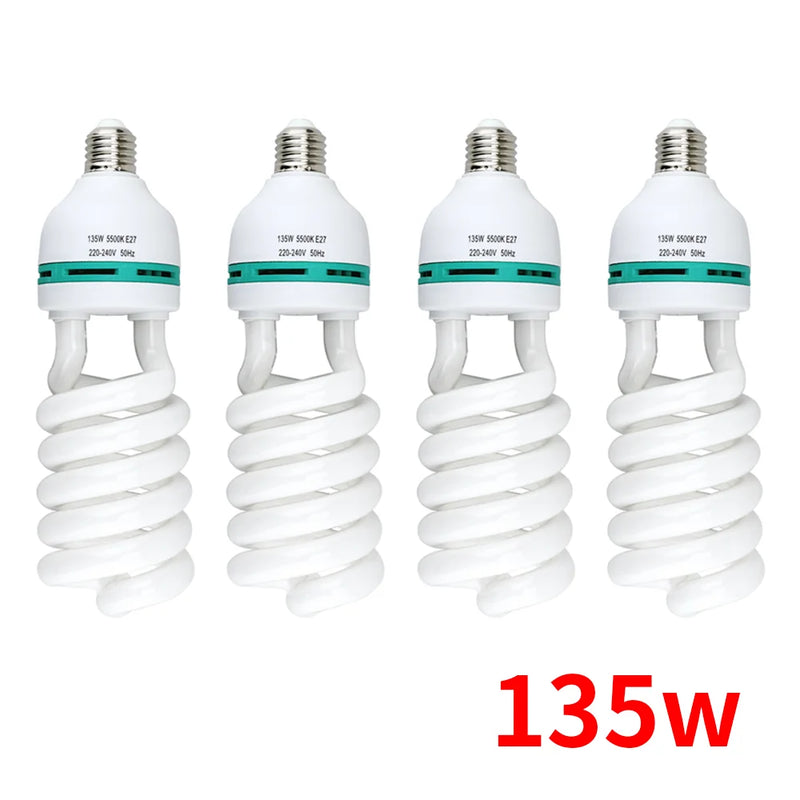 4pcs 150 135 45 Watt 5500K High Bright Photography Daylight Fluorescent Lighting Bulbs E27 Base For Softbox Photographic Photo