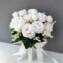 Bridal bouquet for bridesmaid, white silk flowers,