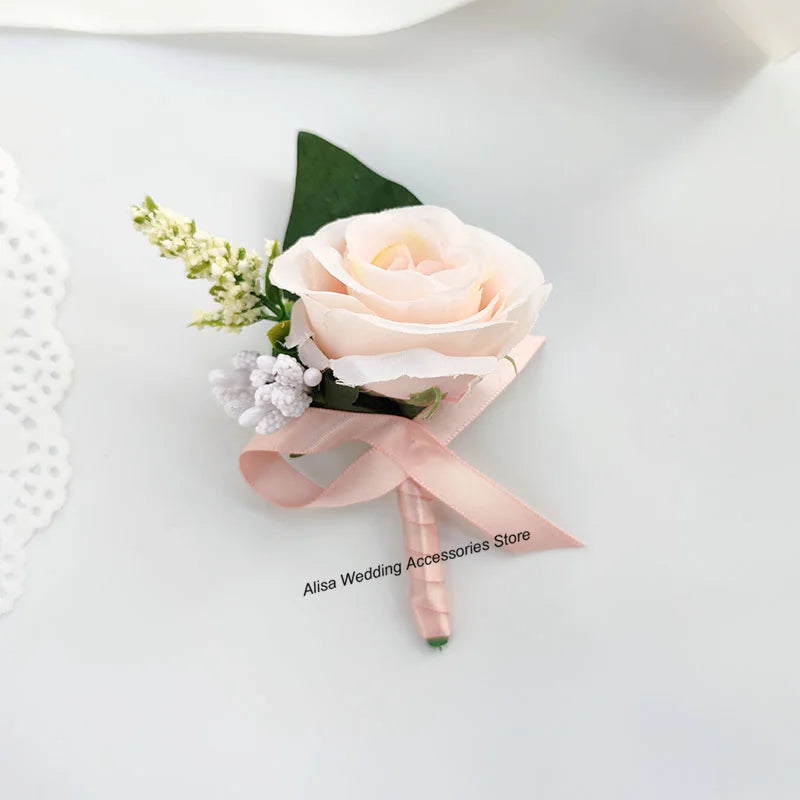 Bridal bouquet for bridesmaid, white silk flowers,