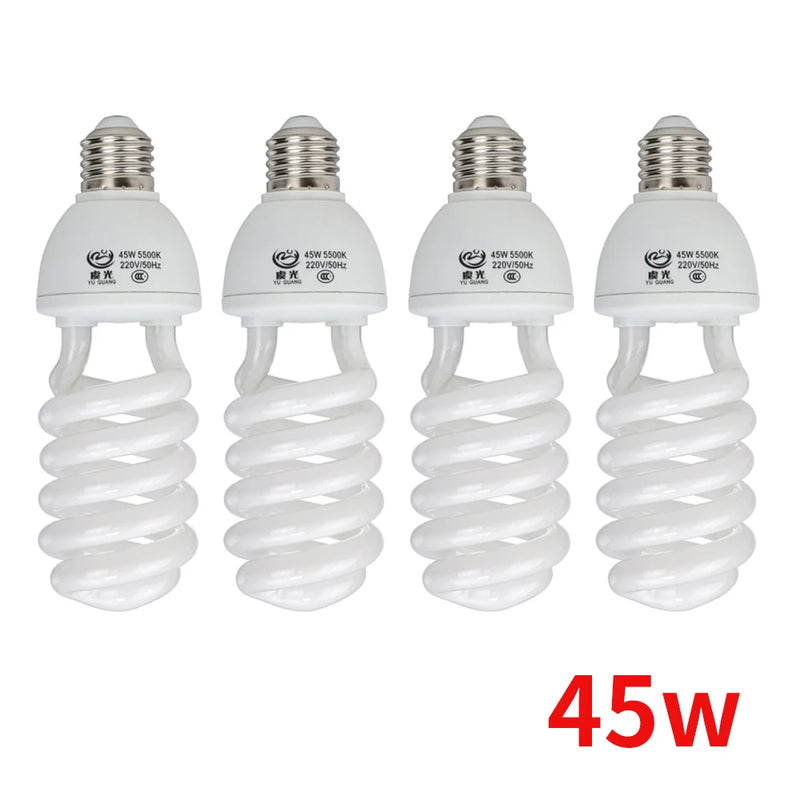 4pcs 150 135 45 Watt 5500K High Bright Photography Daylight Fluorescent Lighting Bulbs E27 Base For Softbox Photographic Photo