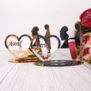 Personalized Engagement Table Stand with Heart Frame, Acrylic Mirror with Custom Names